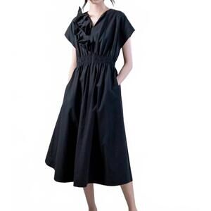 NEW PSOPHIA sleeveless cotton poplin dress in black